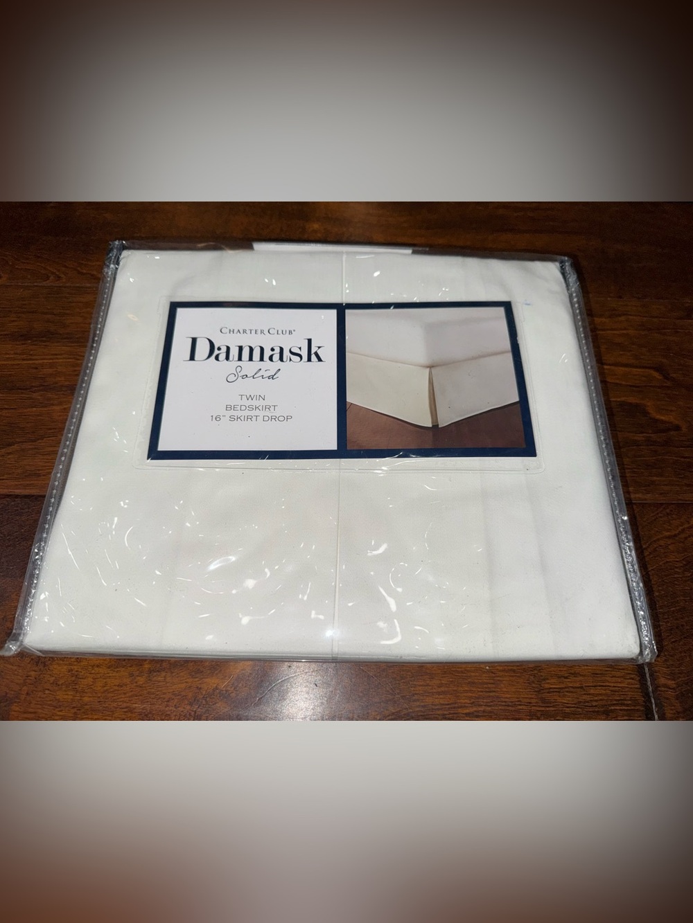 Charter Club Damask Solid Twin Bedskirt in White/Cream